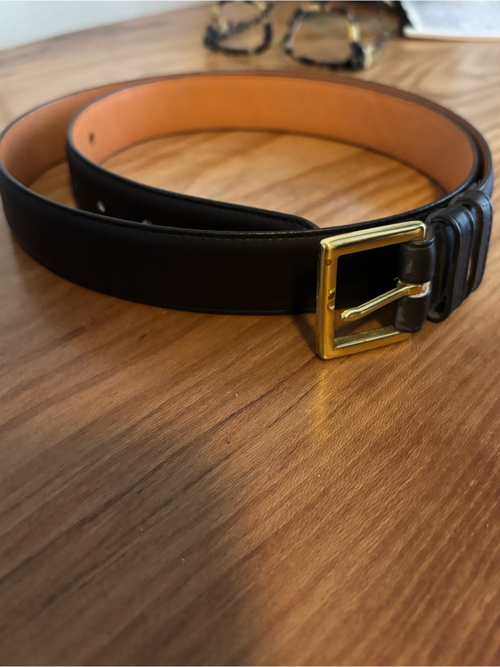 Coach Black Leather Belt with Gold Buckle